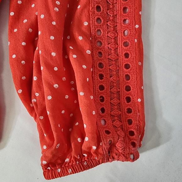 Maurices Womens Polka Dot Off The Shoulder Blouse Crochet Long Sleeve Size XL - Picture 8 of 12